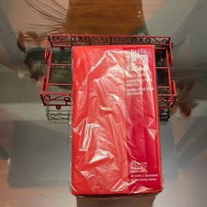 Red Napkin Holder & Guest Napkin.